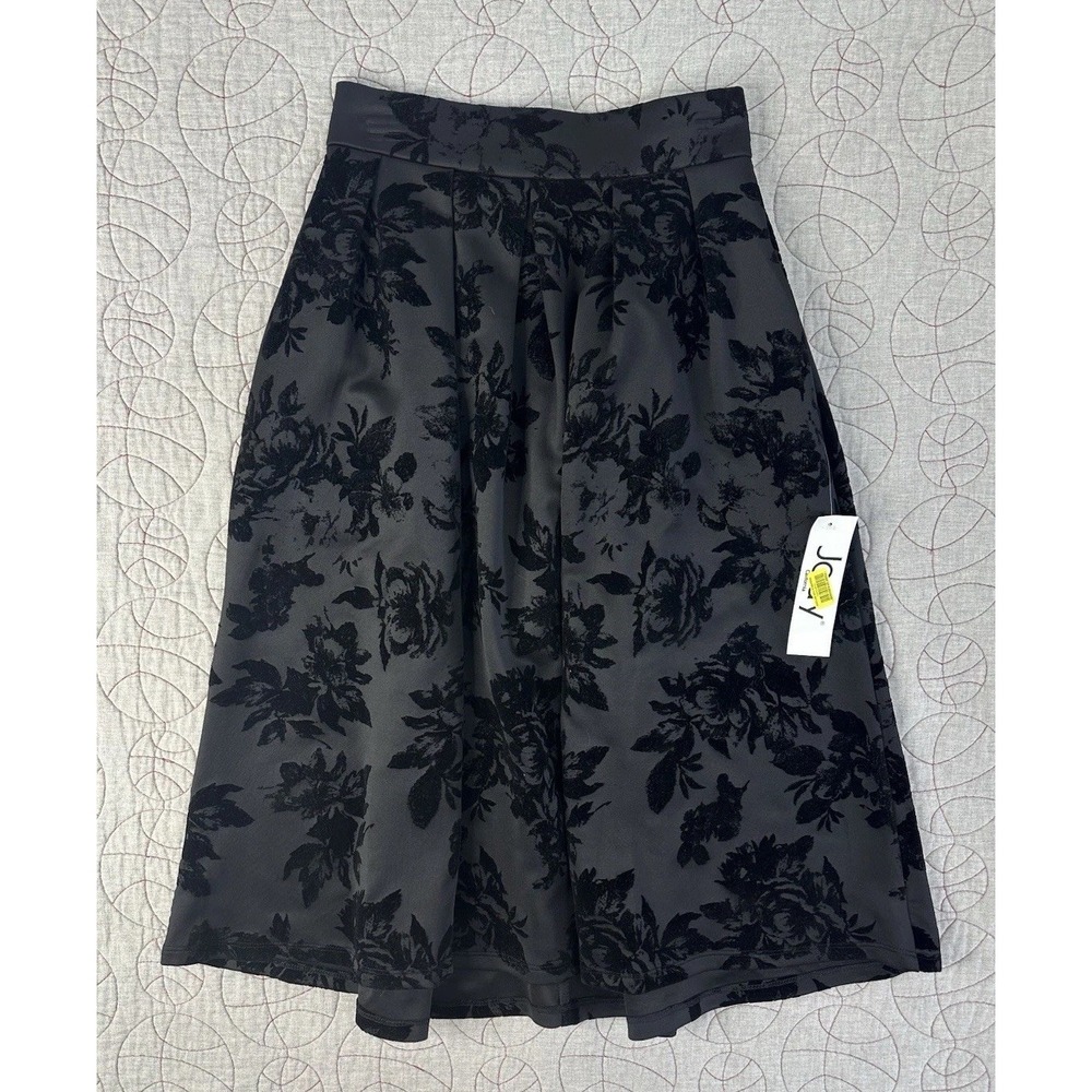 NWT Jody of California Black Velvet Floral Burnout Ruffle Skirt / Women's Medium